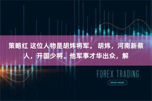 策略红 这位人物是胡炜将军。 胡炜，河南新蔡人，开国少将。他军事才华出众，解
