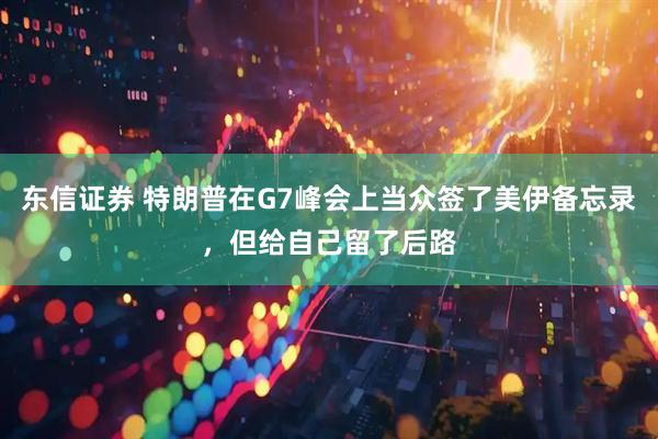 东信证券 特朗普在G7峰会上当众签了美伊备忘录，但给自己留了后路